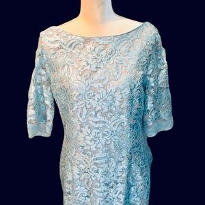 ELIZA J LIGHT BLUE BROCADE COCKTAIL DRESS SIZE 14